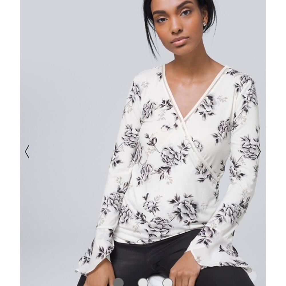 White House‎ Black Market Floral Surplice Top